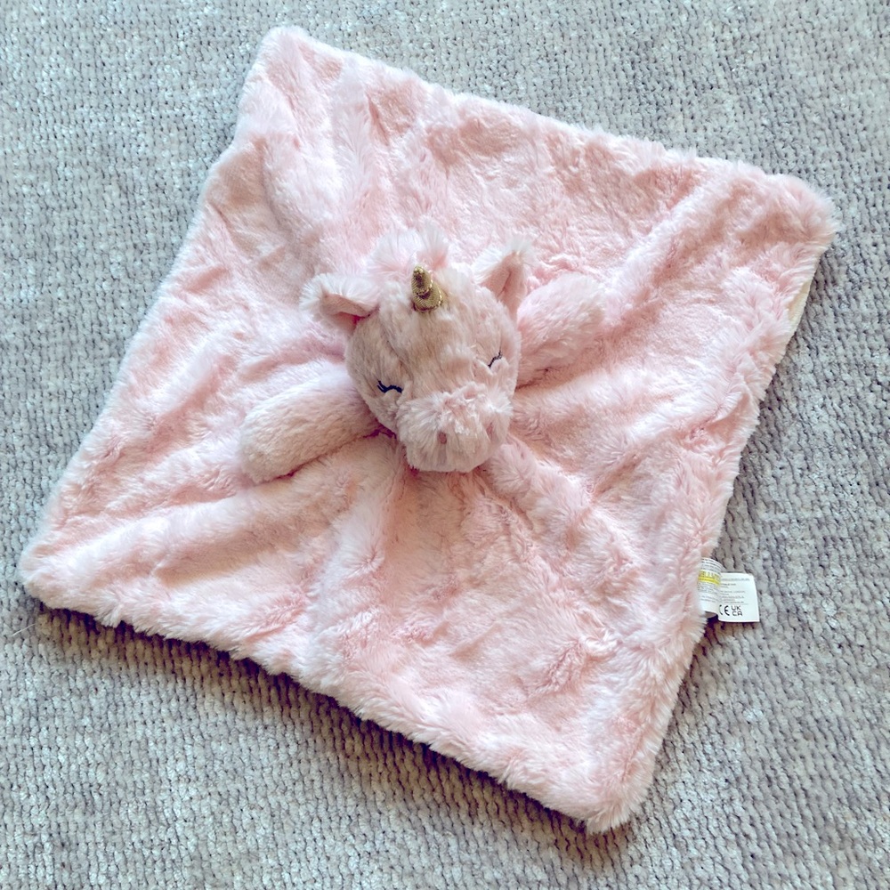 Kellytoy K.Luxe Pink Unicorn Security Blanket Baby Lovey Plush Rattle